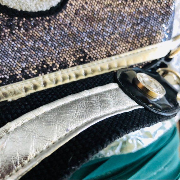 Vintage Betseyville Glitter Varsity Messenger Bag